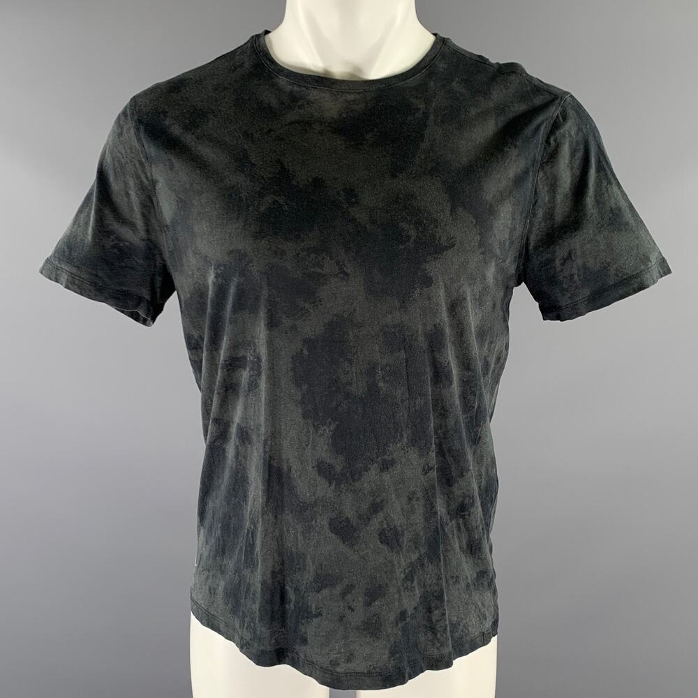 JOHN VARVATOS Size L Grey Black Tie Dye Cotton Crew-Neck T-shirt